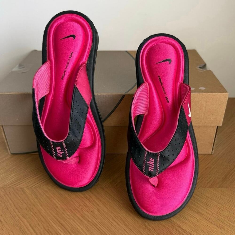 Nike Ultra Comfort Footbed ‘Pink/Black’ Women Slides Flip Flops- SZ 6